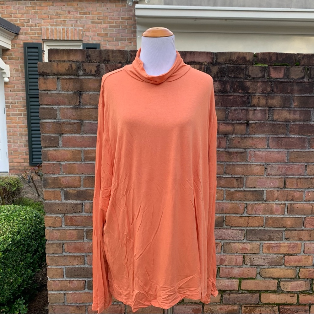 🏷️ NEW it’s Plus Size Silky Rayon Stretch Coral/Peach Turtleneck 1X 2X 3X